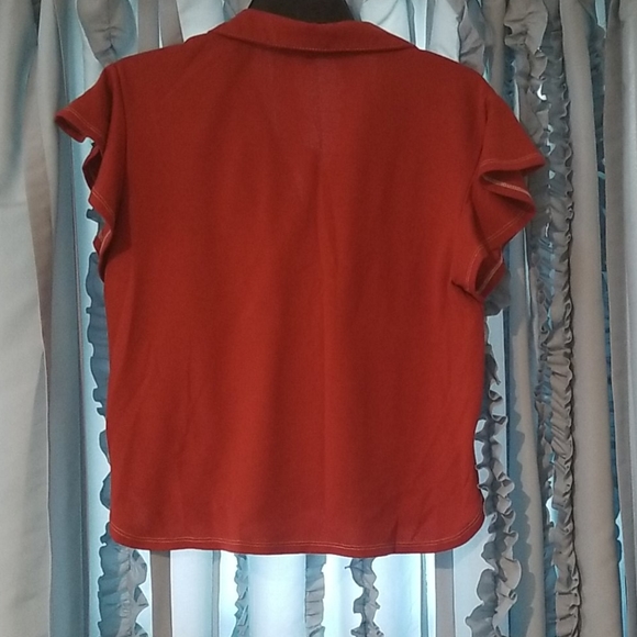 Burnt orange flutter sleeve button down top sz s - Picture 4 of 4